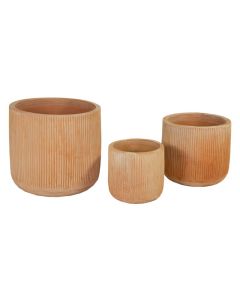 MG Whitewash Vertical Rib Cylinder Pot - S
