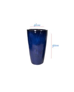 Glazed Conical Round Blue Ceramic Pot D30xH65cm
