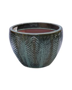 MG Portly Egg Fishbone Moss Green Ceramic