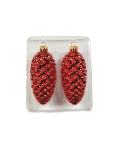 RWC Glass Pine cones - Red