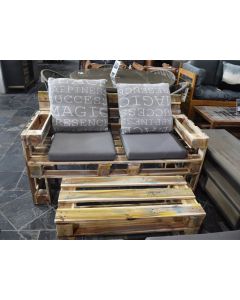 Balcony Pallet Sofa with Cushion and Table - Set of 2