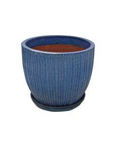 TH Lines Egg Pot With Saucer Blue M