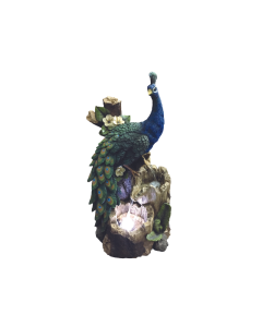 HT Peacock On Tree Trunk Fountain