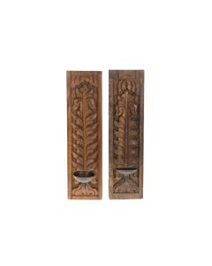 DK Vintage Wooden Panel Candle Holder