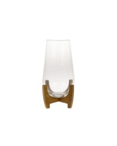 DK Glass Vase on Wooden Stand
