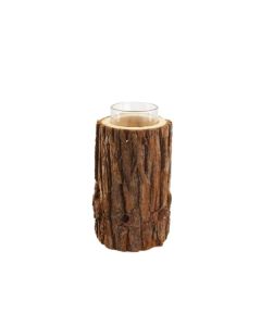 DK Wooden Tealight Holder With Glass