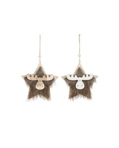 DK Hanging Wooden Star Reindeer