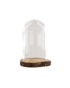 DK Bell Glass With Wooden Base Natural