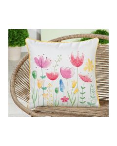 GH Cloth Pillow Spring Flowers White