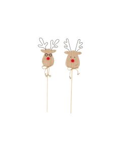 DK Figurine Deer MDF Wood on Stick Natural