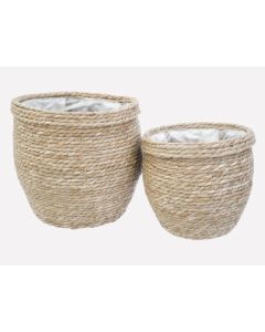 KZ Natural Bullrush Round Basket L