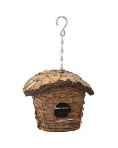 Hut House for Small Birds - Roof Covered with Leaves