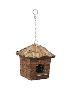 Square Hut House for Small Birds with Roof Covered with Leaves VX5738