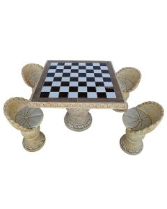 RG Comedor Ajedrez Ocre Chess Design Table with 4 Stools