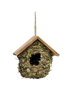 House for small birds with leaves and wooden roof VX5757