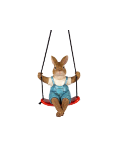 HT Polyresin Rabbit On Swing
