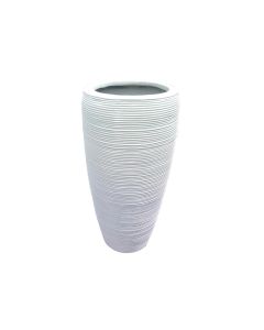 AC Planter - White Tall Linear Fiber Pot Large