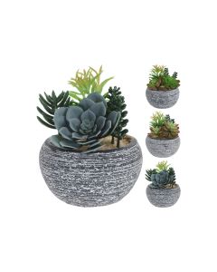 Artificial Plant in Round Grey Pot Assorted