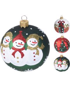 KI Xmas Ball with Decor 8cm - 3pcs Assorted