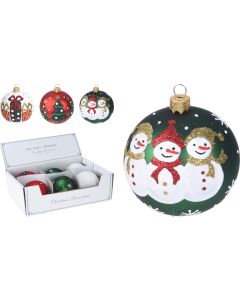 KI Xmas Ball with Decor 10cm - 3pcs Assorted