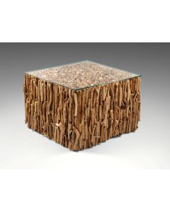 Bakau Coffee Table with Glass Top - H43cm