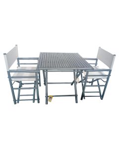 Bamboo and Canvas Folding Dining Set - Portable
