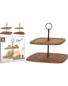 KI Bamboo Food Stand 2 Tiers - Assorted Design