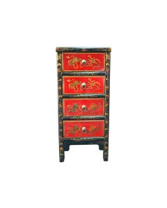 4 Drawers Cabinet Red Classic Design