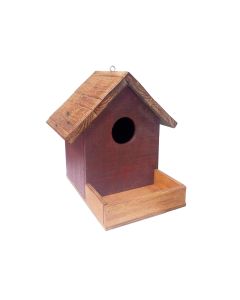 Red-Natural Brown Custom Made Fancy Wooden Bird House Box