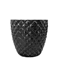 MG Glazed Egg Pineapple Pot Shiny Black - 18 cm