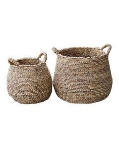 Waterhycinth Braided Basket Natural with Handle 31cm