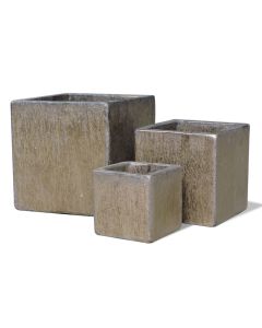TKE Glazed Ceramic Square Pot Bronze - Large