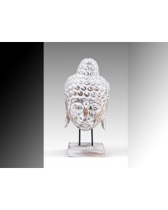 Buddha Mask on Stand - White