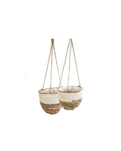 KZ Bullrush Hanging Basket White - Large