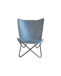 HA Butterfly Chair Goat Leather Sea - Blue