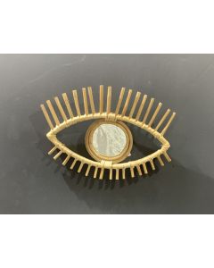 RI Cane Eye Shape Mirror Natural