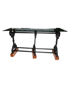 Glasstop Cast Iron Leg High Table Rectangular 240cm.