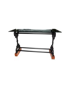 Glasstop Cast Iron Leg High Table Rectangular 220cm.