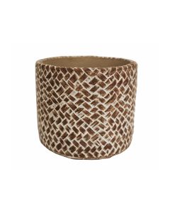 QY Cement Pot with Bamboo Weave Finish