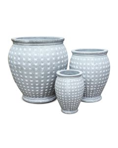 TK Fiber Cement White Grey Pot - Large