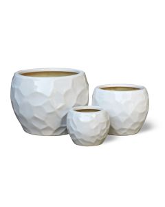 TKE Slipcast Ceramic Round Pot White - Large
