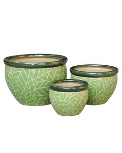 TKE Slipcast Ceramic Saigon Pot Green - Large
