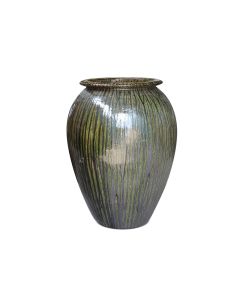 TKE Glazed Ceramic Tall Pot Green Root