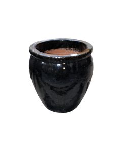 Ceramic Pot Glossy Black Large
