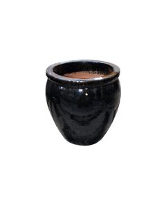 Ceramic Pot Glossy Black Medium