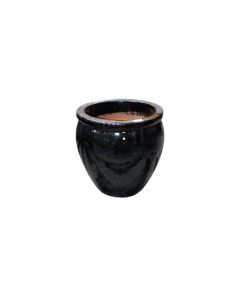 Ceramic Pot Glossy Black Small