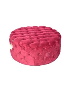 Round Velvet Pouf Burgundy Soft and Comfort