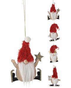 KI Hanging Decor Gnome Size: 8*12cm - 4pcs Assorted