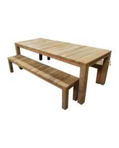 Natural Wood Dining Table and 2 Benches