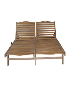 Sun Lounger Double - Wooden Adjustable